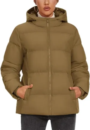 Women's Winter Down Jackets Hooded Lightweight Thermal Puffer Coats Padded Quilted Windproof Outwear