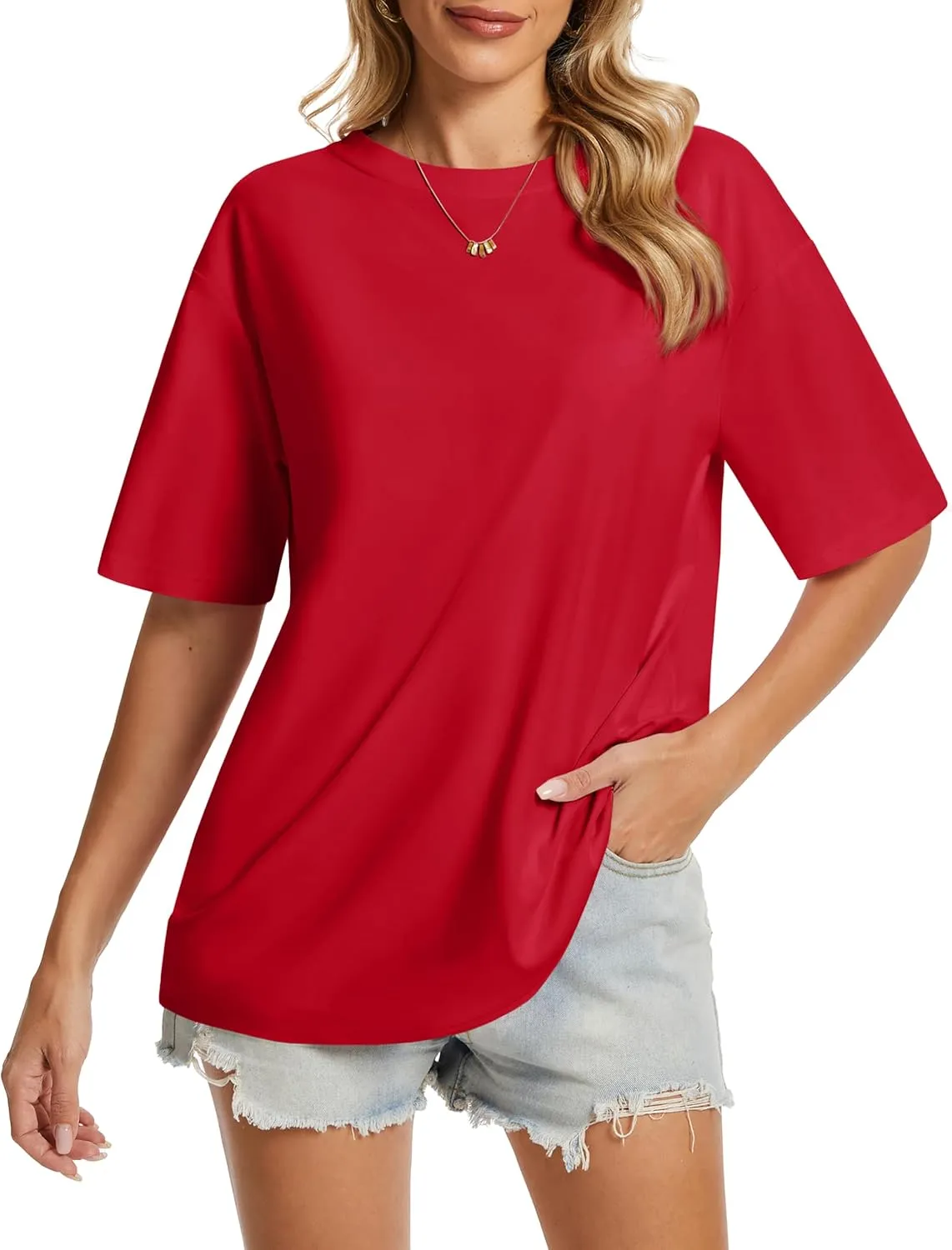 YUCOLEN Oversized T Shirts for Women Loose Fit Short Sleeve Crewneck Plus Size Tops UPF 50  Casual Workout Summer Tees