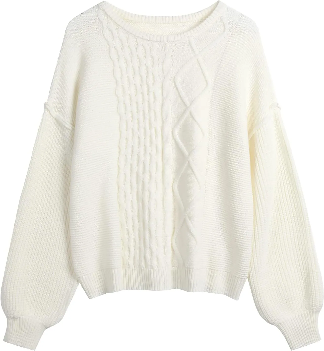 ZAFUL Women Crewneck Sweater Casual Long Sleeve Loose Knit Pullover Tops